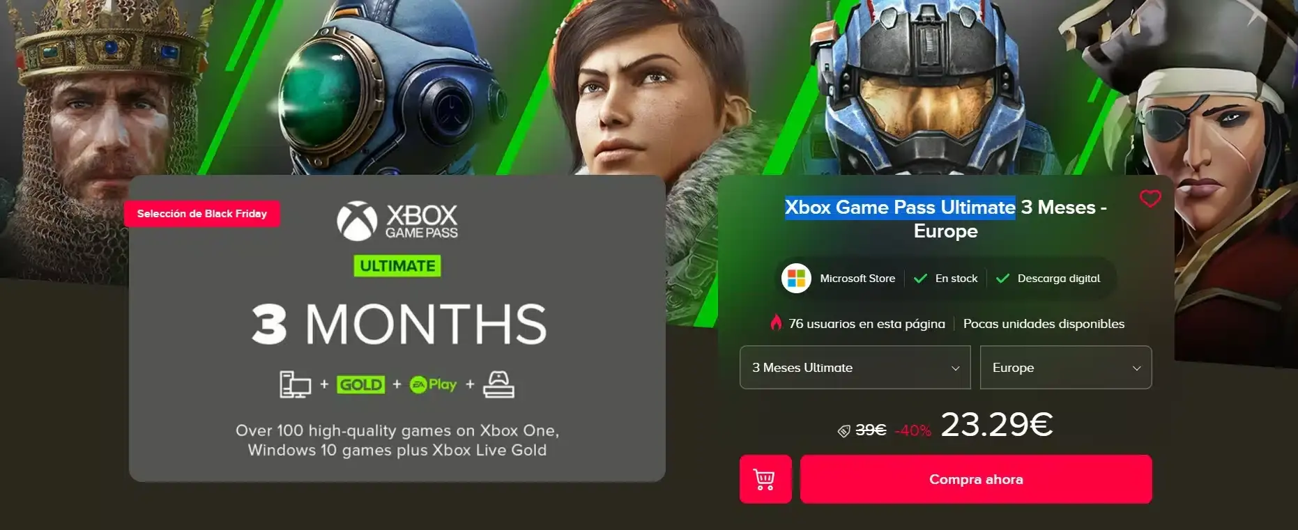 3 meses Xbox Game Pass Ultimate