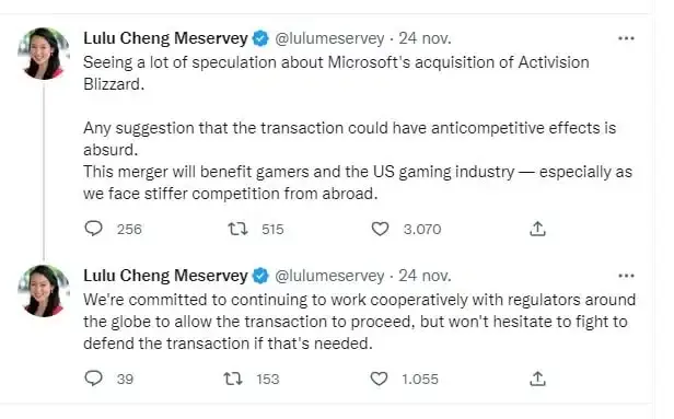 Activision iría a juicio si su compra por Microsoft se trunca, apunta la directiva Lulu Cheng 111