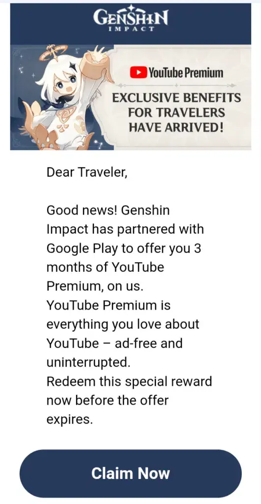 Adquiere 3 meses de YouTube Premium gratis gracias a Genshin Impact 140 Adquiere 3 meses de YouTube Premium gratis gracias a Genshin Impact