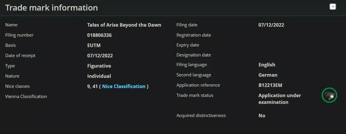 Bandai Namco registra la marca Tales of Arise: Beyond the Dawn 107