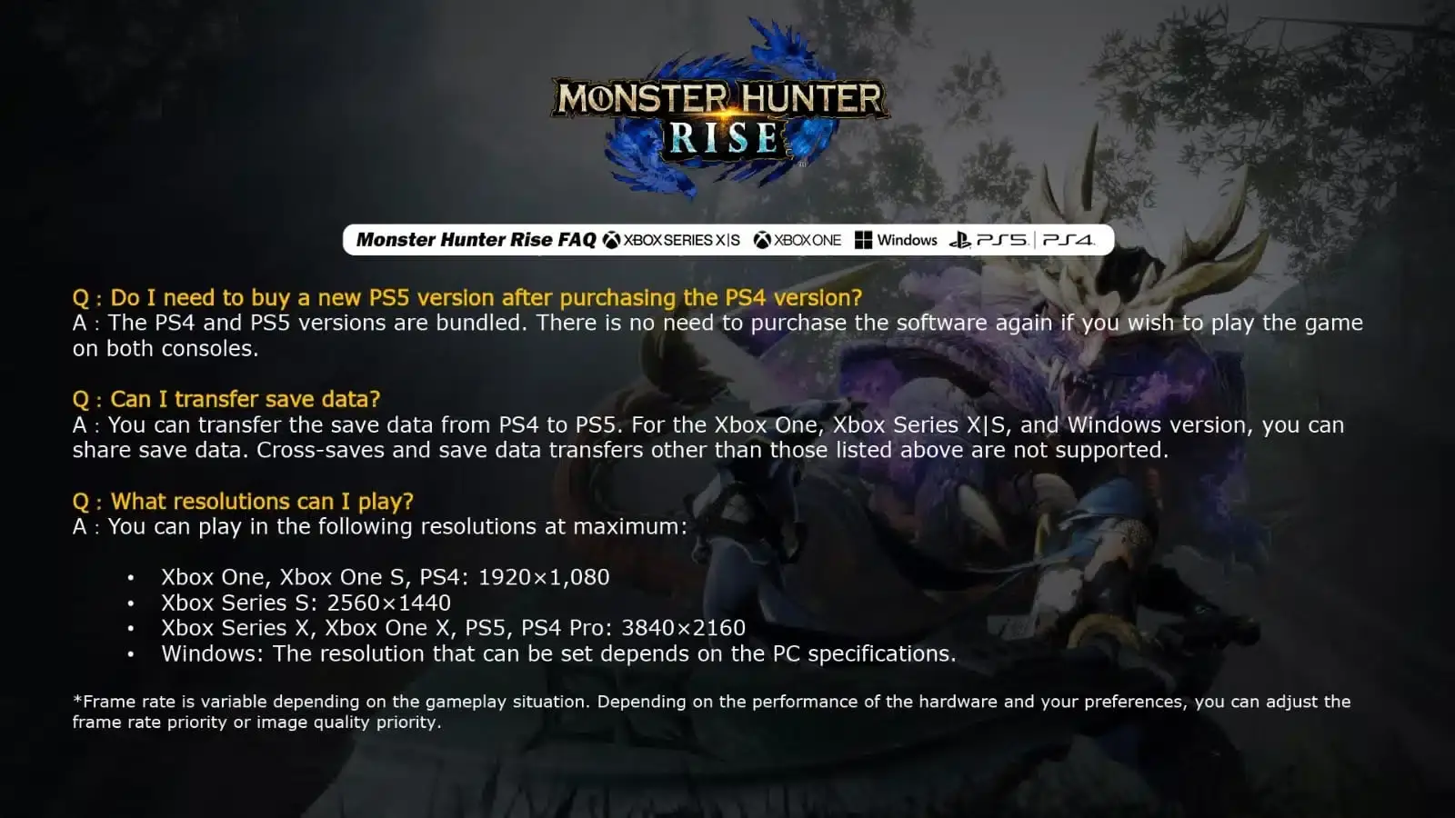 Desvelada la resolución de Monster Hunter Rise en Xbox