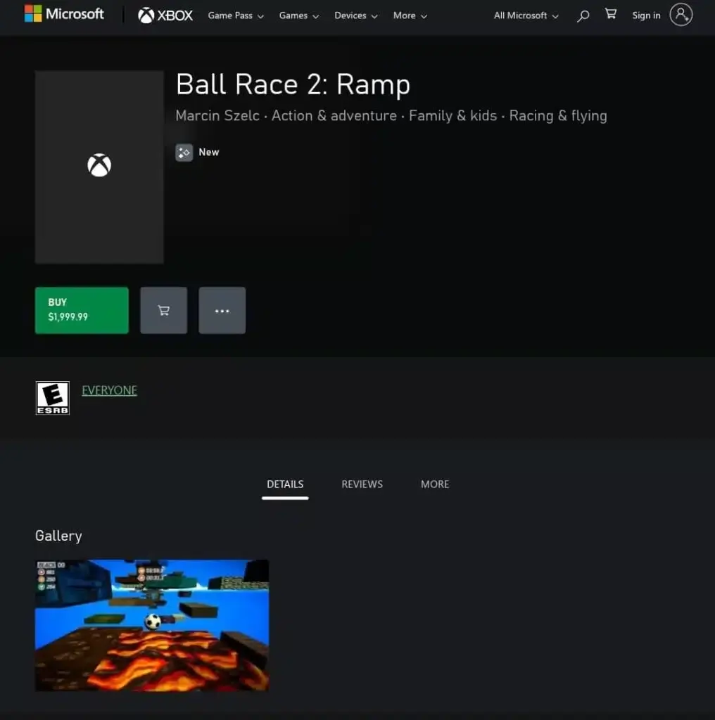 Un error en la Microsoft Store fija el precio de un juego independiente a $2000