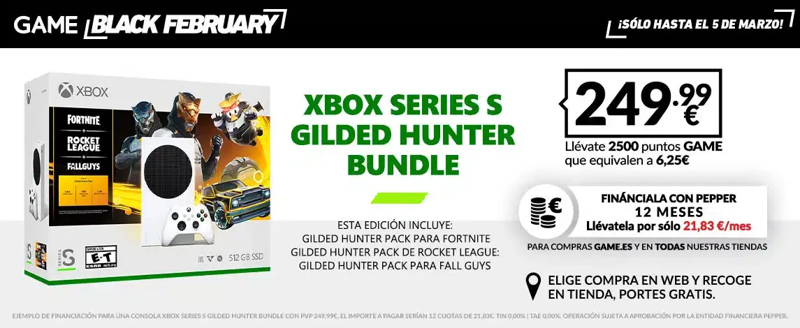 Consigue tu Xbox Series S Gilded Hunter Bundle con 50 euros de descuento 104