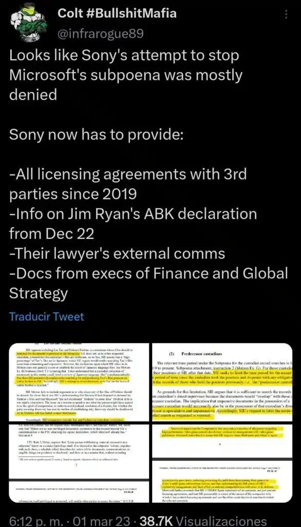 Esta es toda la información que tiene que dar Sony a Microsoft, incluyendo acuerdos de licencias 140 Esta es toda la información que tiene que dar Sony a Microsoft, incluyendo acuerdos de licencias