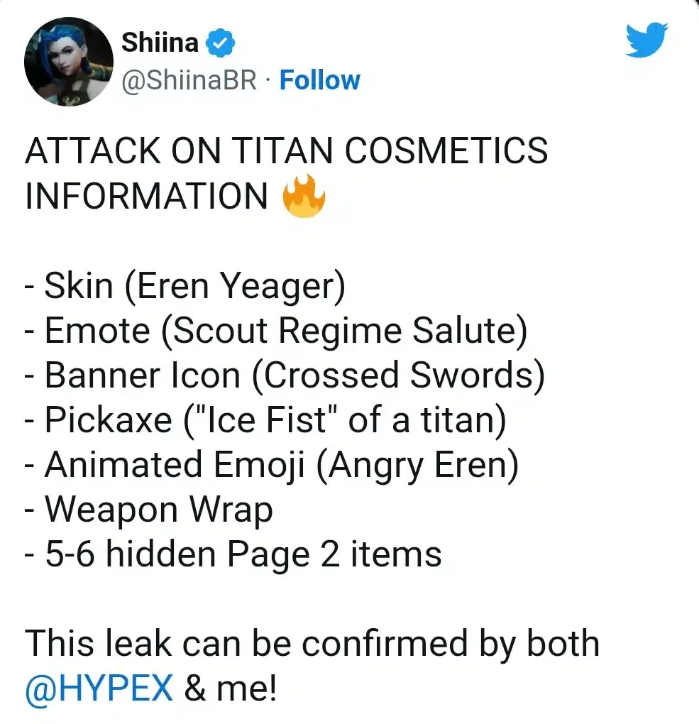 Filtran las posibles recompensas de Attack on Titan en Fortnite para el pase de batalla 140 Filtran las posibles recompensas de Attack on Titan en Fortnite para el pase de batalla