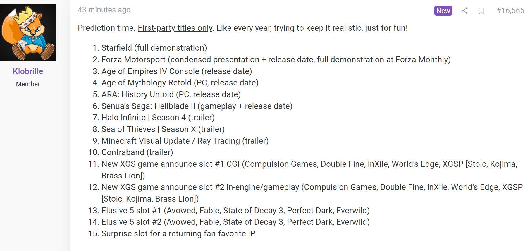 Estas son las predicciones para el Xbox Games Showcase de un conocido usuario 140 predicciones para el Xbox Games Showcase