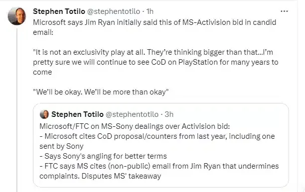 Jim Ryan mintió sobre la exclusividad de Call of Duty y Microsoft ha sacado las pruebas ante la FTC 108