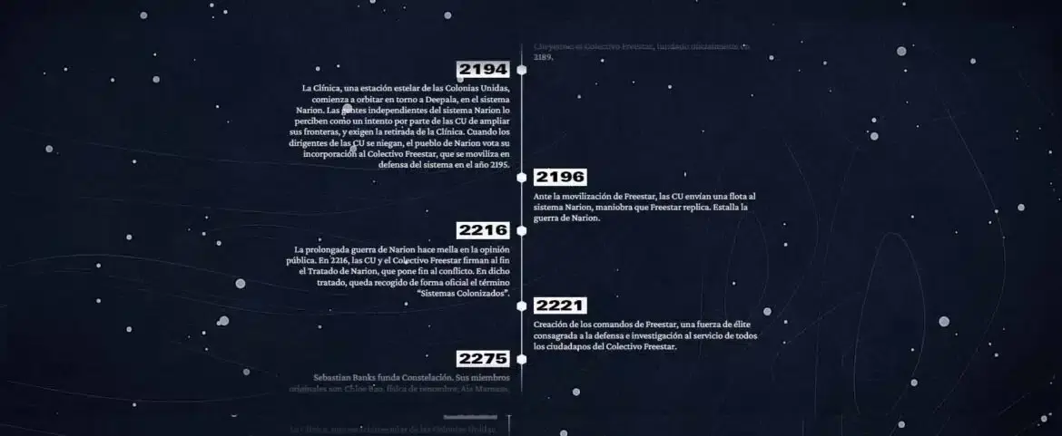 Descubre la historia de la galaxia de Starfield previa al juego, casi 300 años de eventos en una línea temporal 111