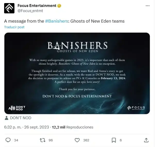 Banishers Ghosts of New Eden comunicado