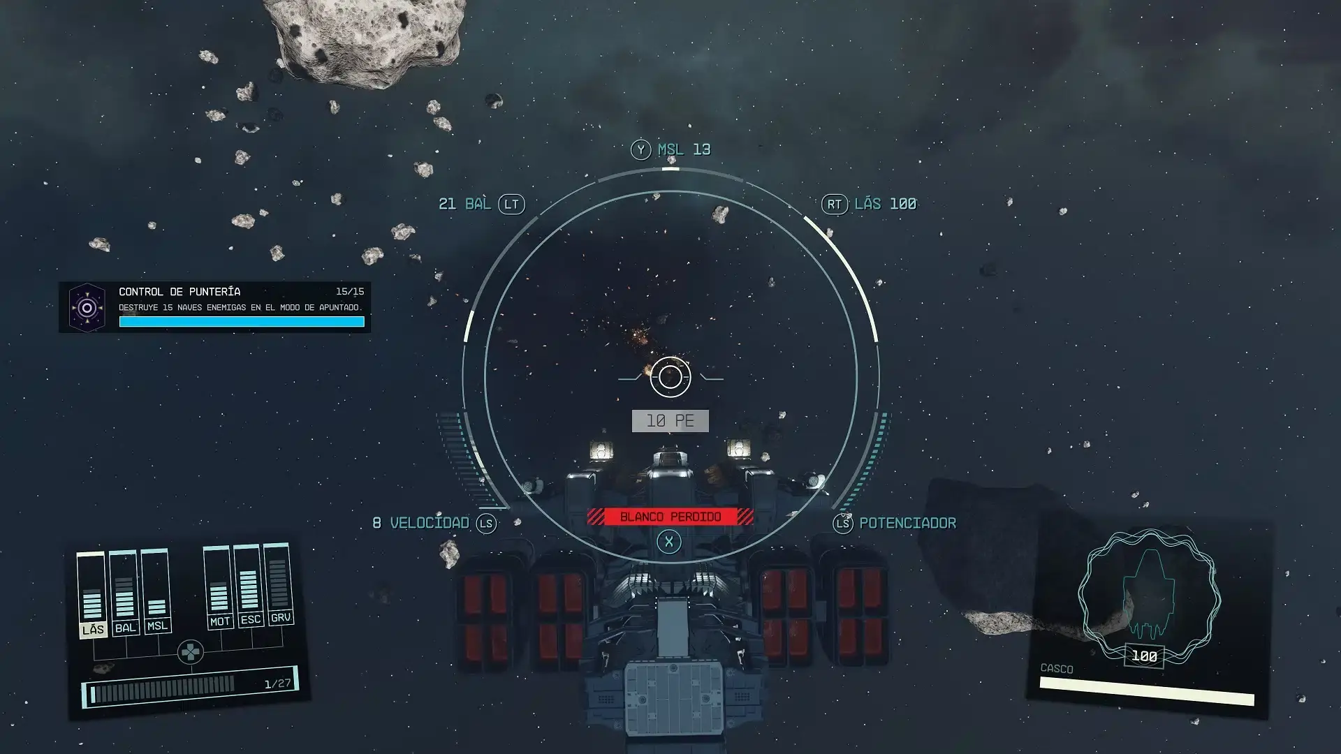 guía Starfield como subir las habilidades de la nave desafío completado