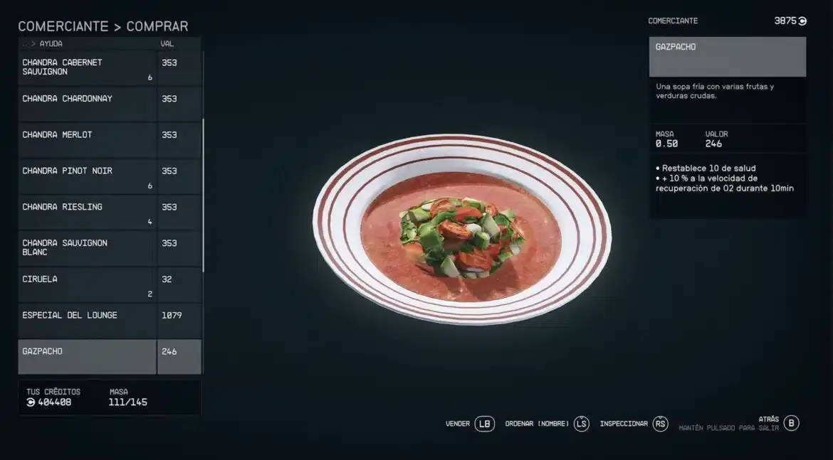 Nadie me había dicho que ciudad Neón de Starfield es el paraíso de la gastronomía española 109