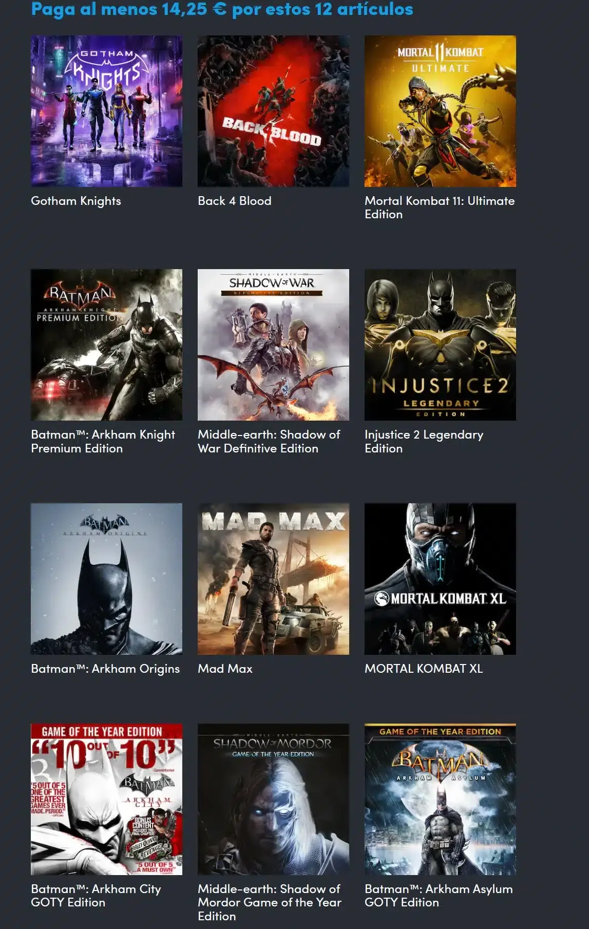 Humble Bundle mejores juegos de Warner Bros