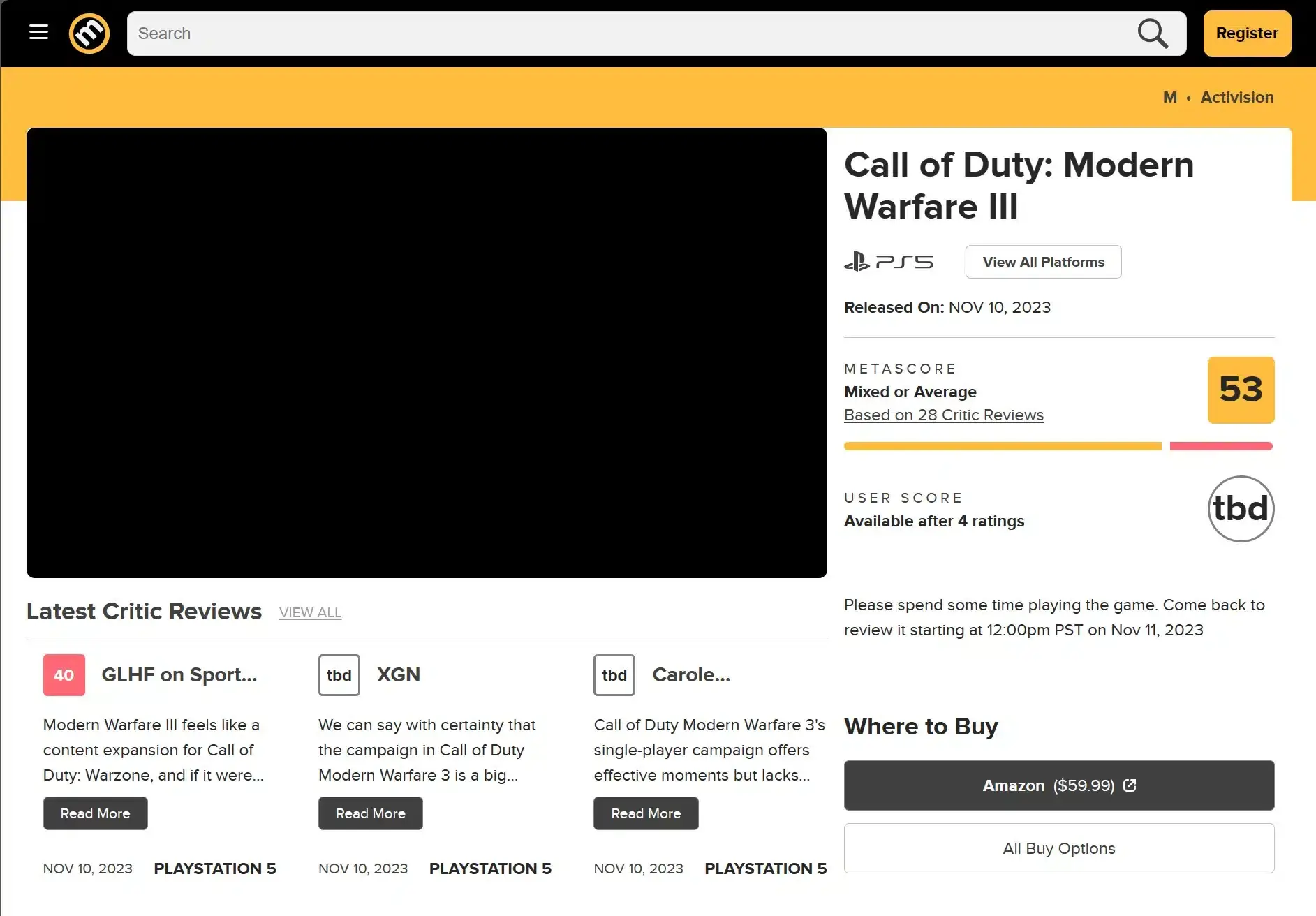 Notas de Call of Duty Modern Warfare III