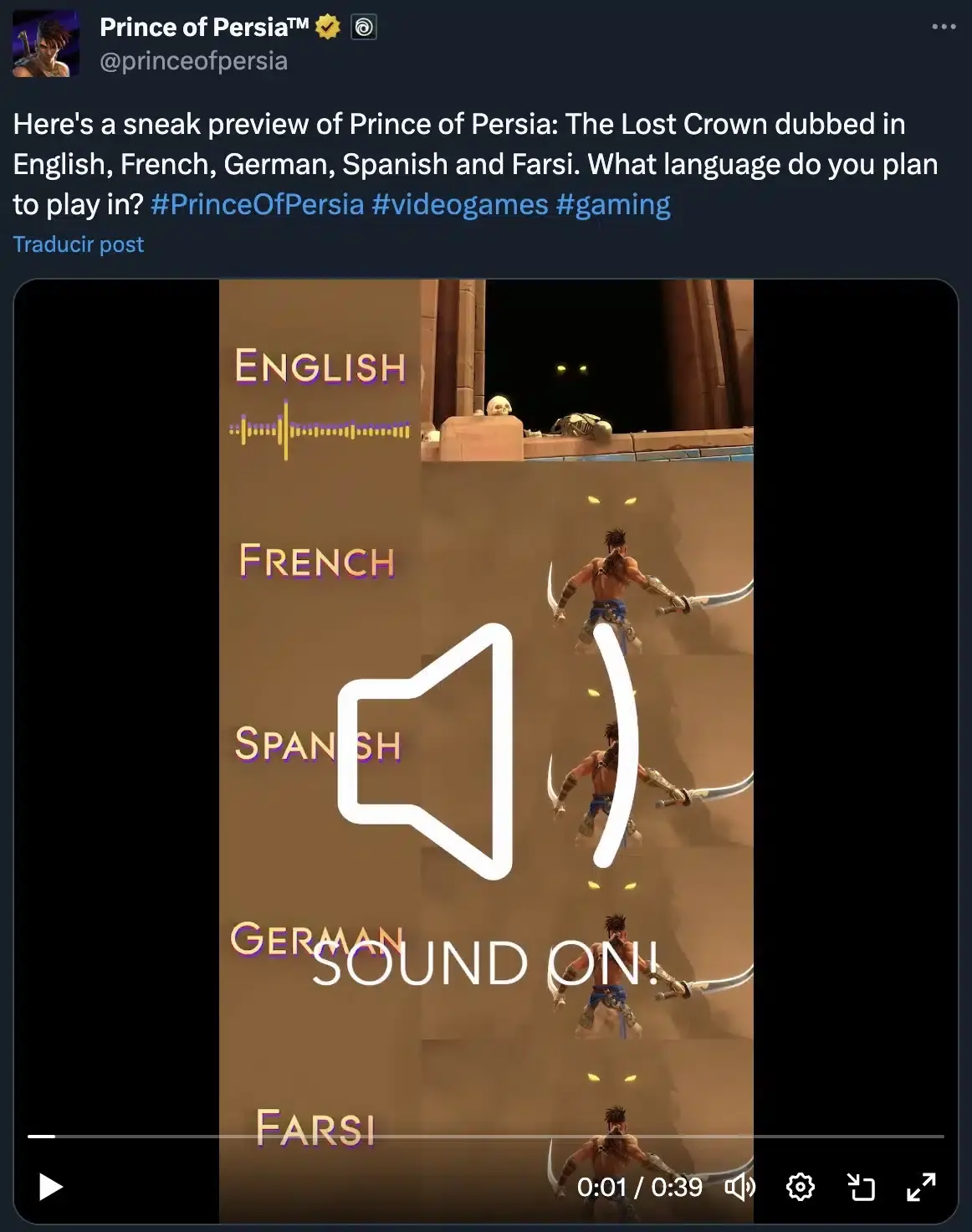 Así suena Prince of Persia: The Lost Crown en varios idiomas, incluido el español 100