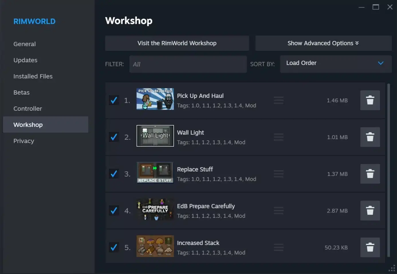 Steam interfaz de Workshop