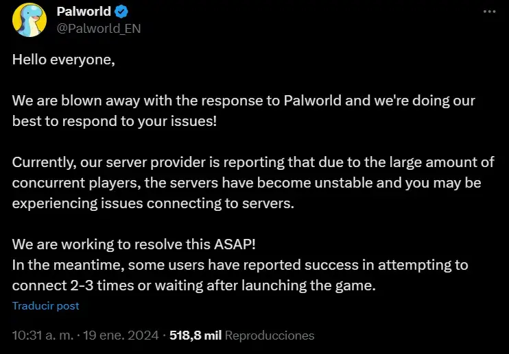 El modo multijugador de Palworld está presentando graves errores para muchos jugadores