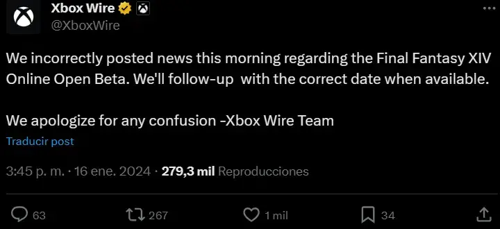 La beta abierta de Final Fantasy XIV se anuncia por error en los medios oficiales de Xbox