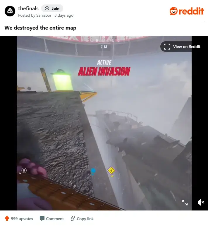 Un grupo de jugadores de The Finals ha intentado destruir por completo el mapa del juego