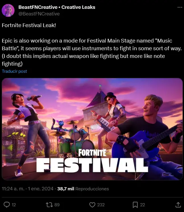 Un nuevo modo de juego estaría a punto de llegar a Fortnite Festival