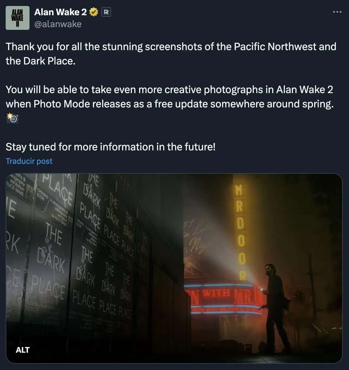 Alan Wake 2 no para: esta primavera añadirá el esperado modo foto 107