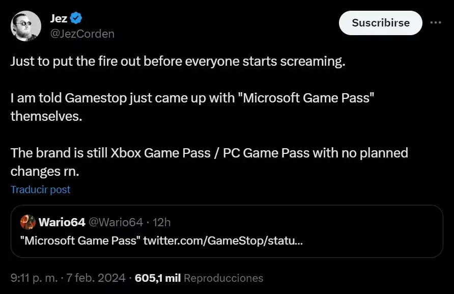 Just to put the fire out before everyone starts screaming. 

I am told Gamestop just came up with "Microsoft Game Pass" themselves. 

The brand is still Xbox Game Pass / PC Game Pass with no planned changes rn.