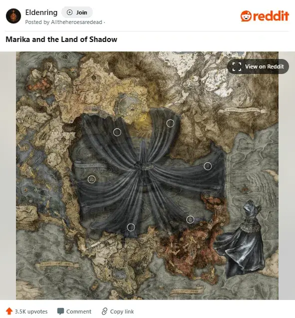 Un entusiasta fan de Elden Ring cree saber dónde ocurrirá el DLC Shadow of the Erdtree