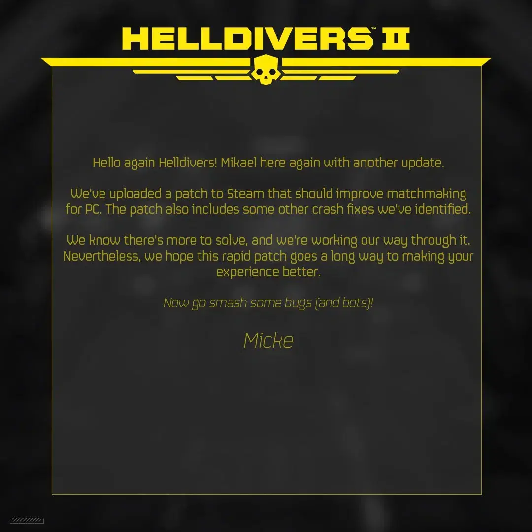 Dos parches en dos horas: Helldivers 2 se pone las pilas para solucionar sus problemas 104