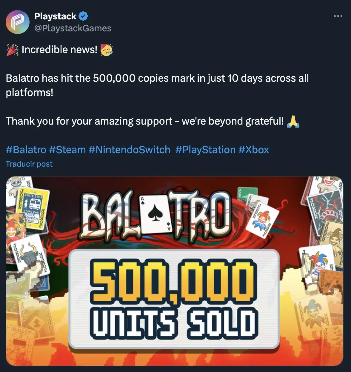 Balatro sigue imparable: medio millón de ventas a pesar del baneo en varias tiendas 111