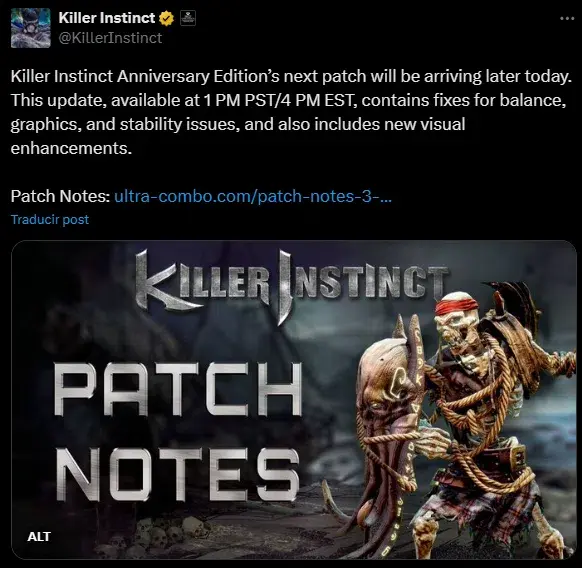 Killer Instinct: Anniversary Edition ha recibido una nueva actualización