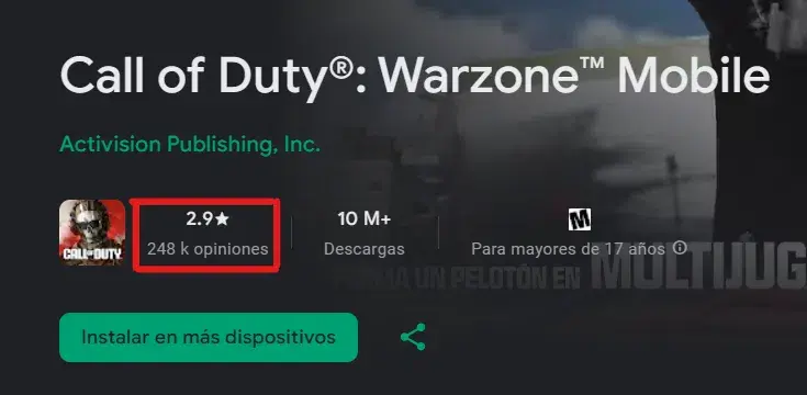 La versión móvil de Warzone es un completo desastre y recibe valoraciones negativas en Android