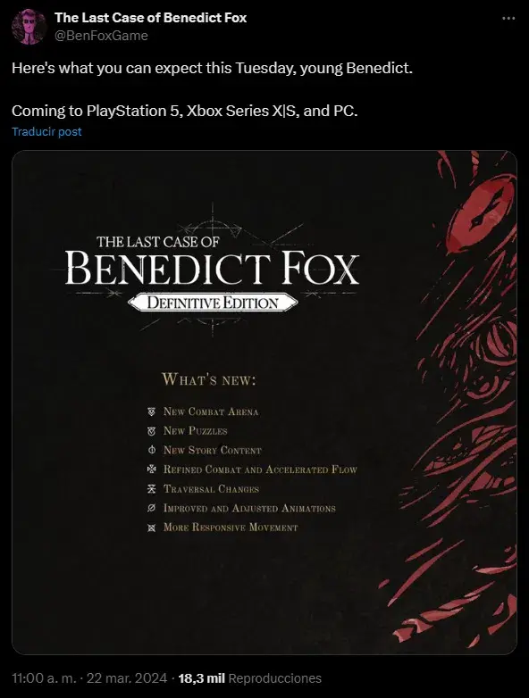 The Last Case of Benedict Fox Definitive Edition llega hoy a Xbox Game Pass