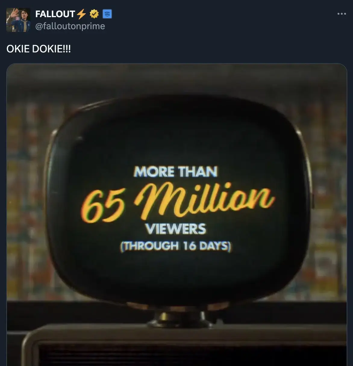 La serie de Fallout ha sido un éxito rotundo: las primeras dos semanas fue vista por más de 65 millones de espectadores 106