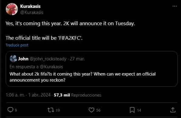 Según un rumor, el juego de fútbol de 2K Sports podría ser presentado esta misma semana