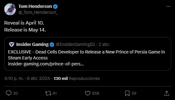 Un nuevo juego de Prince of Persia sin anunciar llegaría en mayo, según nuevas filtraciones