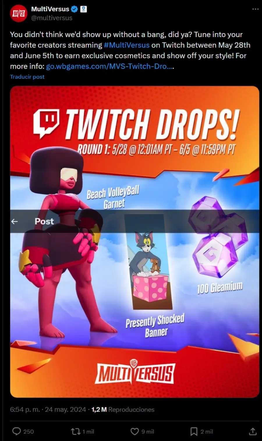 Multiversus ha vuelto a lo grande y así puedes ganar algo de Glaemium gratis y una skin exclusiva de Twitch 