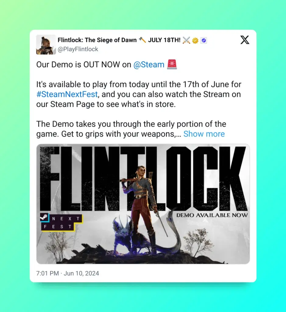 Fue uno de los protagonistas del Xbox Games Showcase, y ahora puedes jugar a su demo por tiempo limitado: Flintlock 96