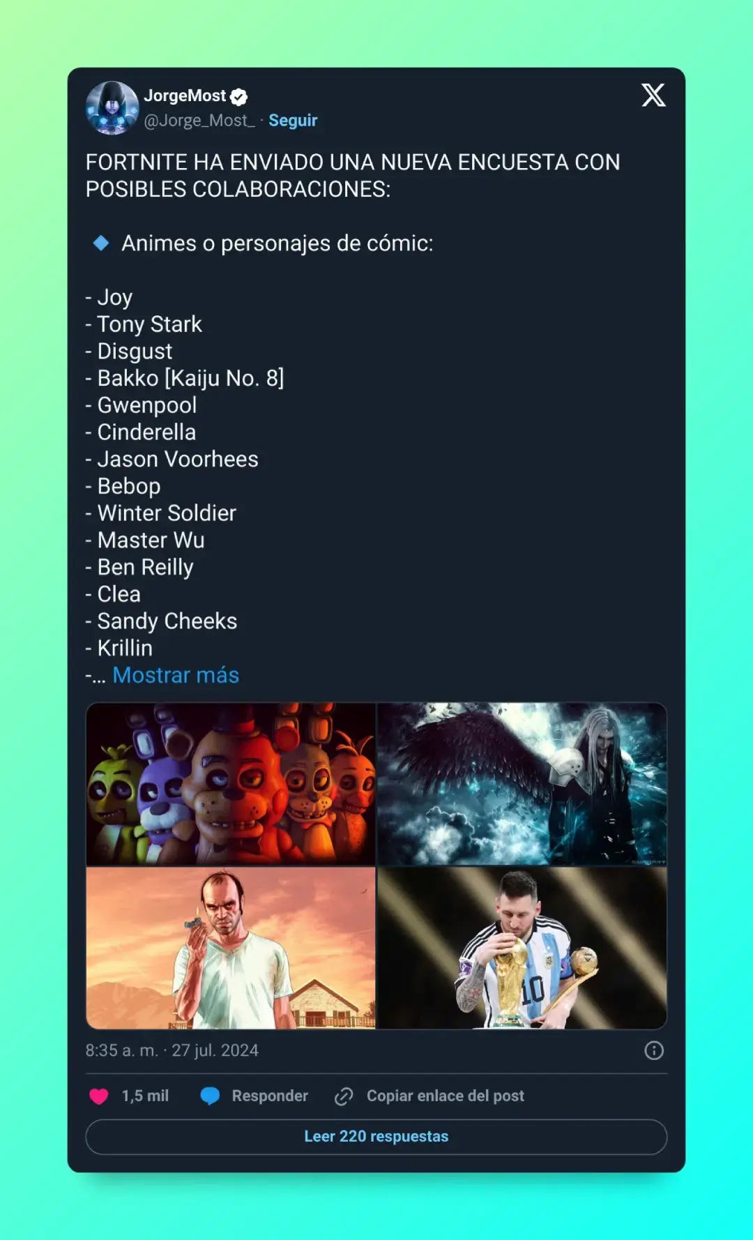 Epic Games ha revelado todos los personajes, celebridades y franquicias que podrían llegar a Fortnite en un futuro