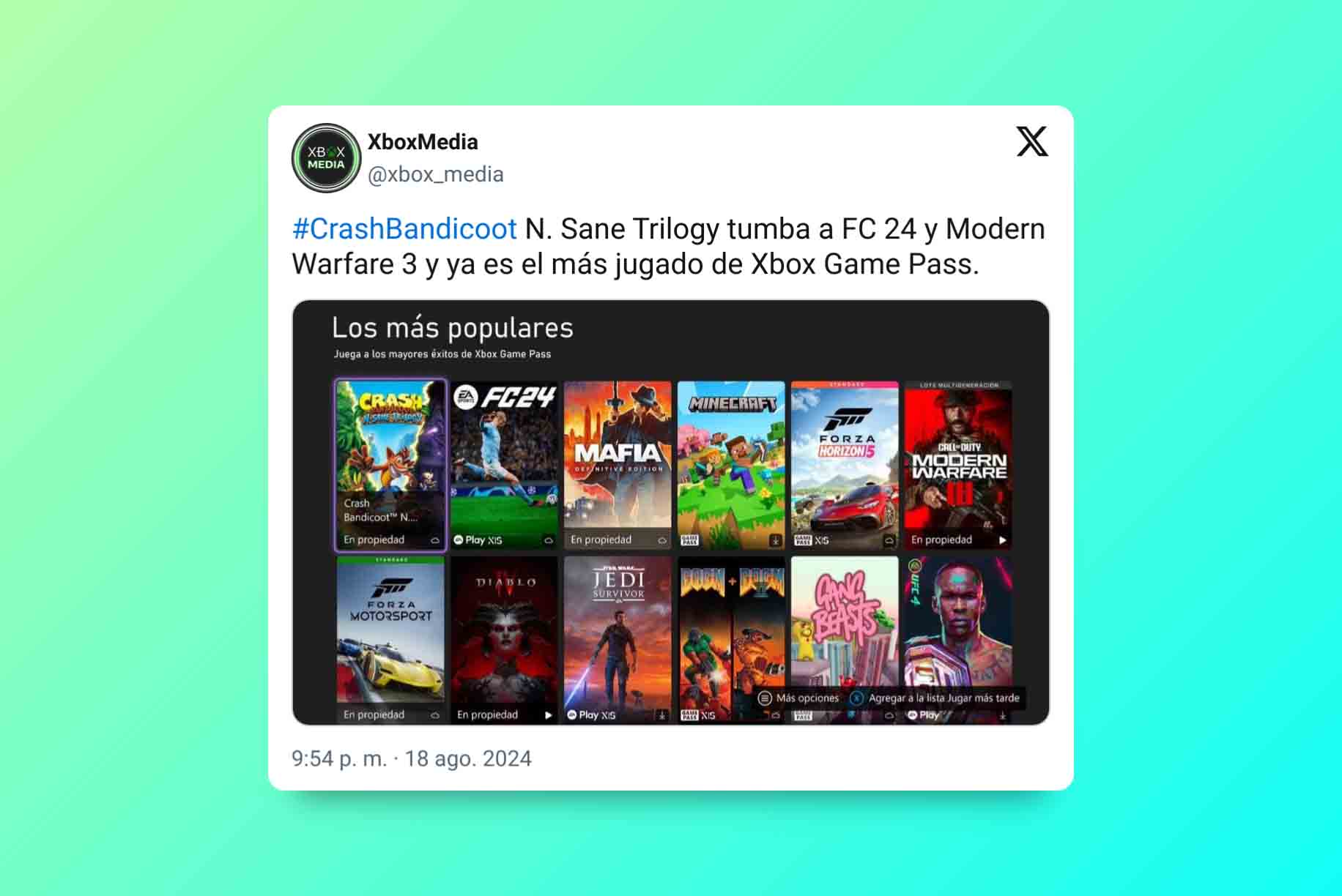Nada puede con Crash Bandicoot: La N. Sane Trilogy ya es el juego más popular y jugado de Xbox Game Pass 105