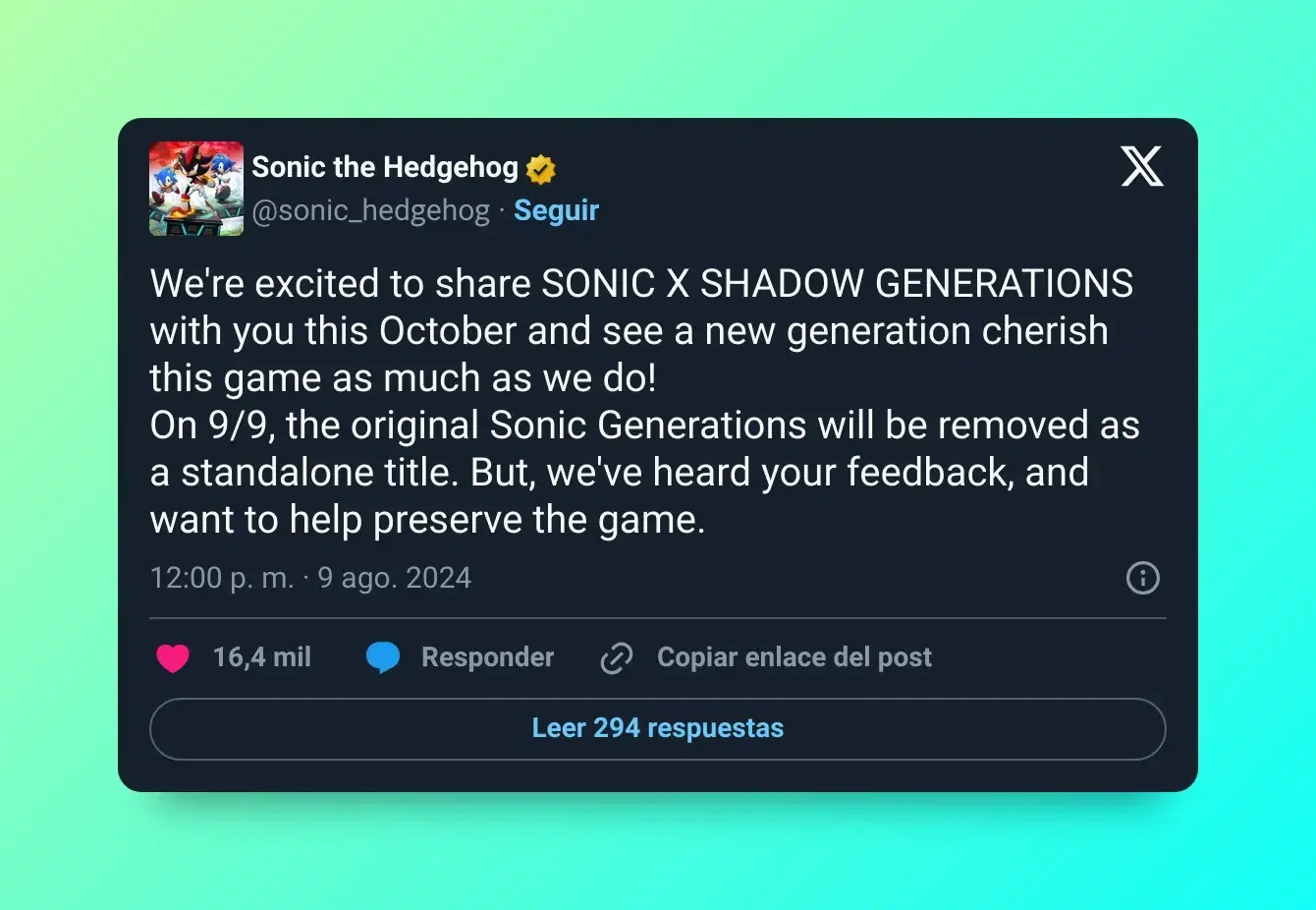 Sonic Generations desaparece de las tiendas para darle paso a la versión actualizada, aunque aún hay una forma de obtenerlo
