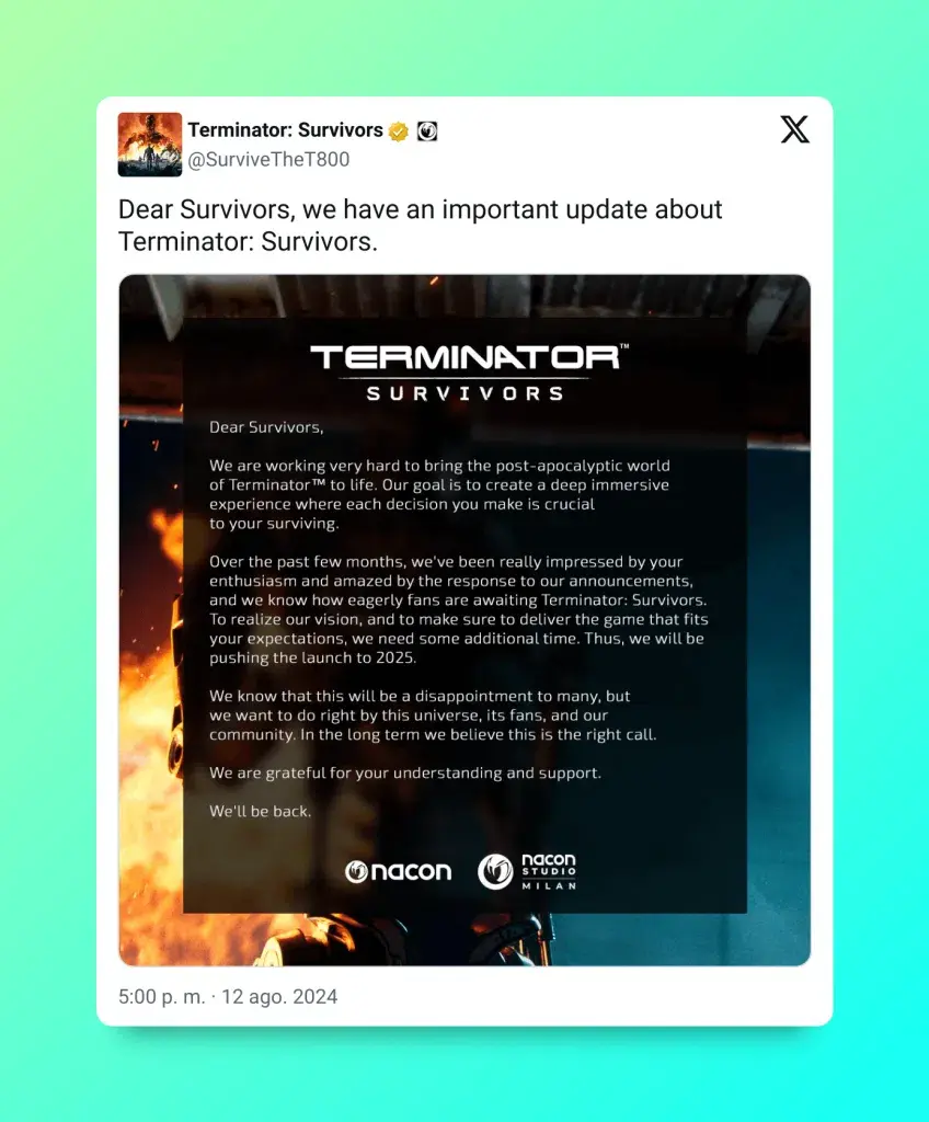 El esperado Early Access de Terminator: Survivors sufre un retraso y no verá la luz este año