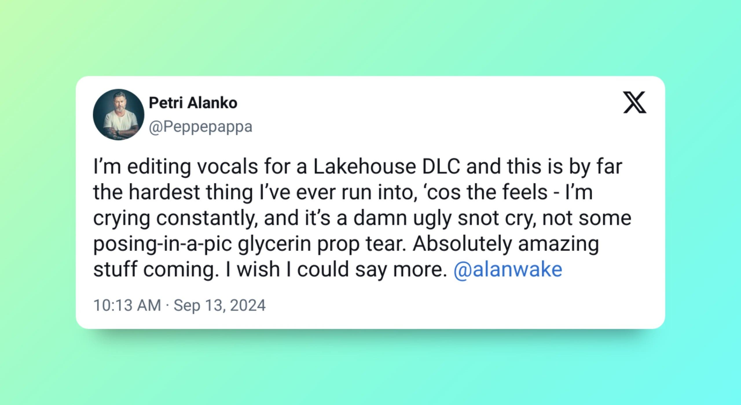 Alan Wake 2 te hará "llorar constantemente" con su segundo DLC, The Lake House 102