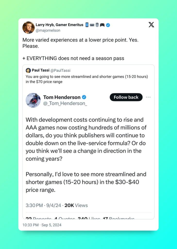 "Experiencias más variadas a un menor precio". Esto es lo que ha pedido una leyenda de Xbox en redes sociales
