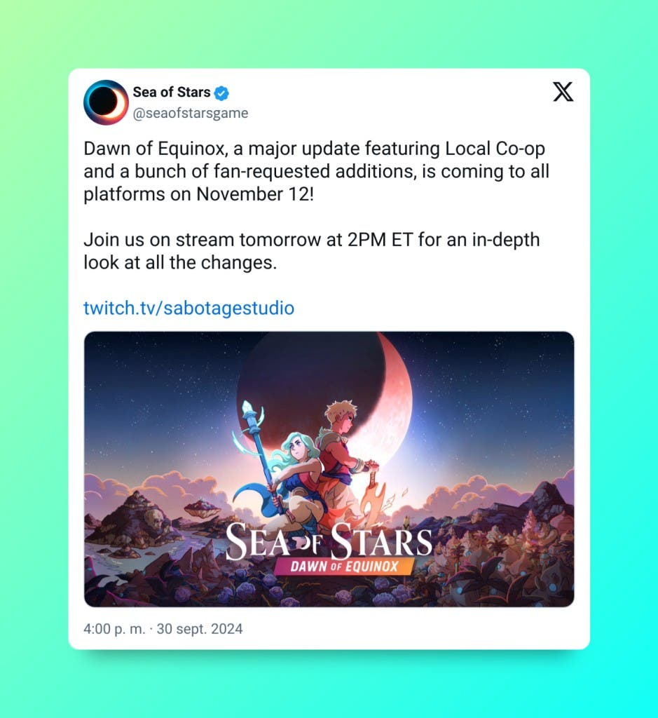 Así es Dawn of Equinox, la actualización de Sea of Stars que llega como un pequeño obsequio a toda la comunidad de fans 102