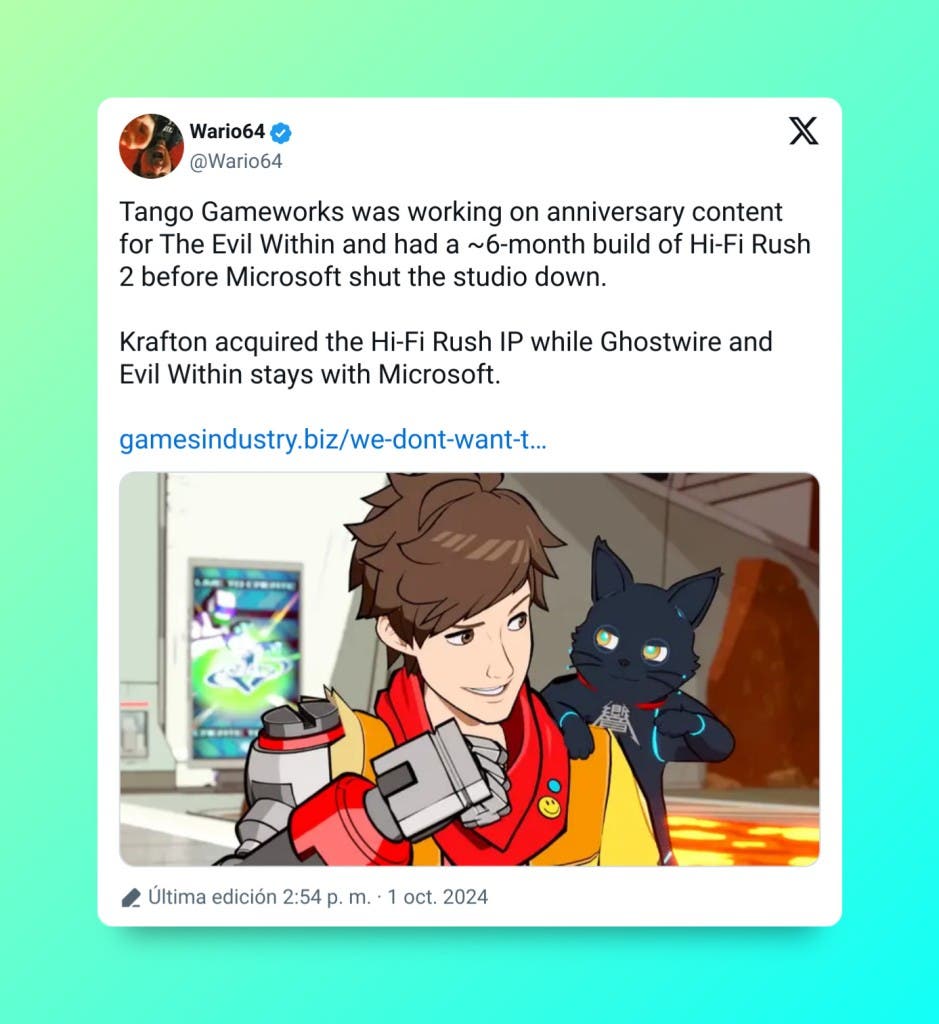 Hi-Fi RUSH 2 es más que una realidad: Tango Gameworks llevaría 6 meses desarrollando el título 109