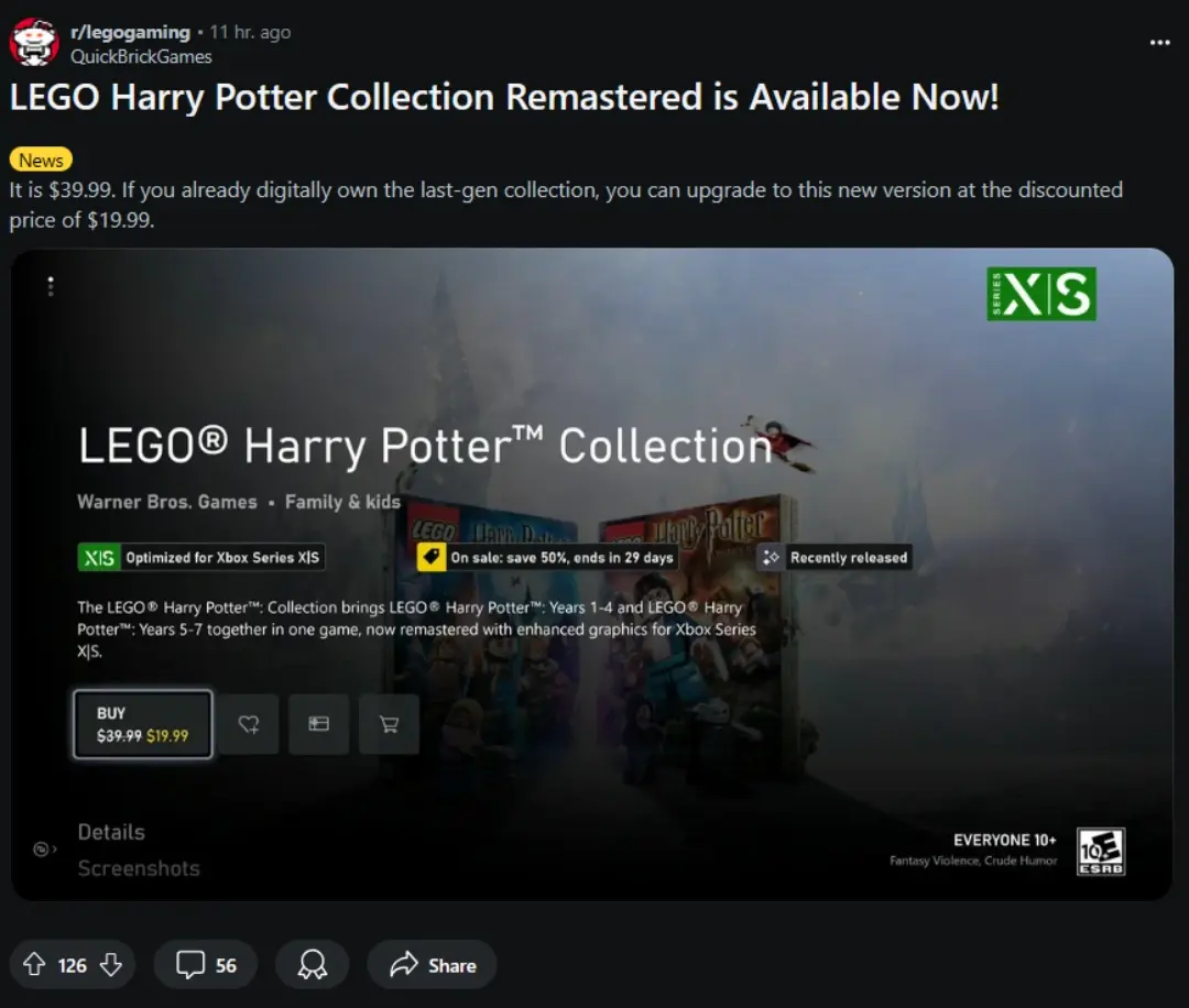 ¡Gran oferta! LEGO Harry Potter Collection a 50% de descuento para los que deseen adquirir la actualización Next-Gen