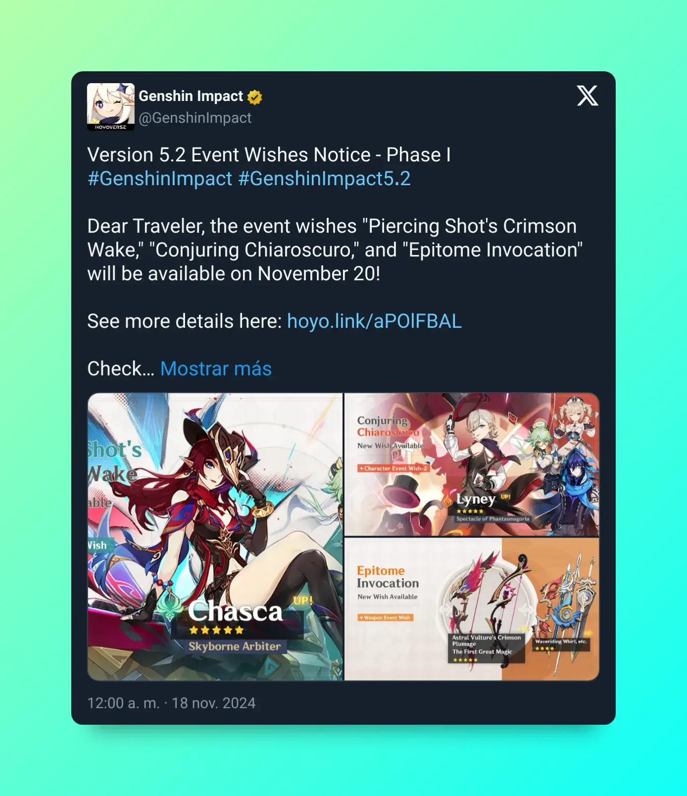 Genshin Impact decepciona a sus jugadores con un banner de personaje bastante flojo en la versión 5.2