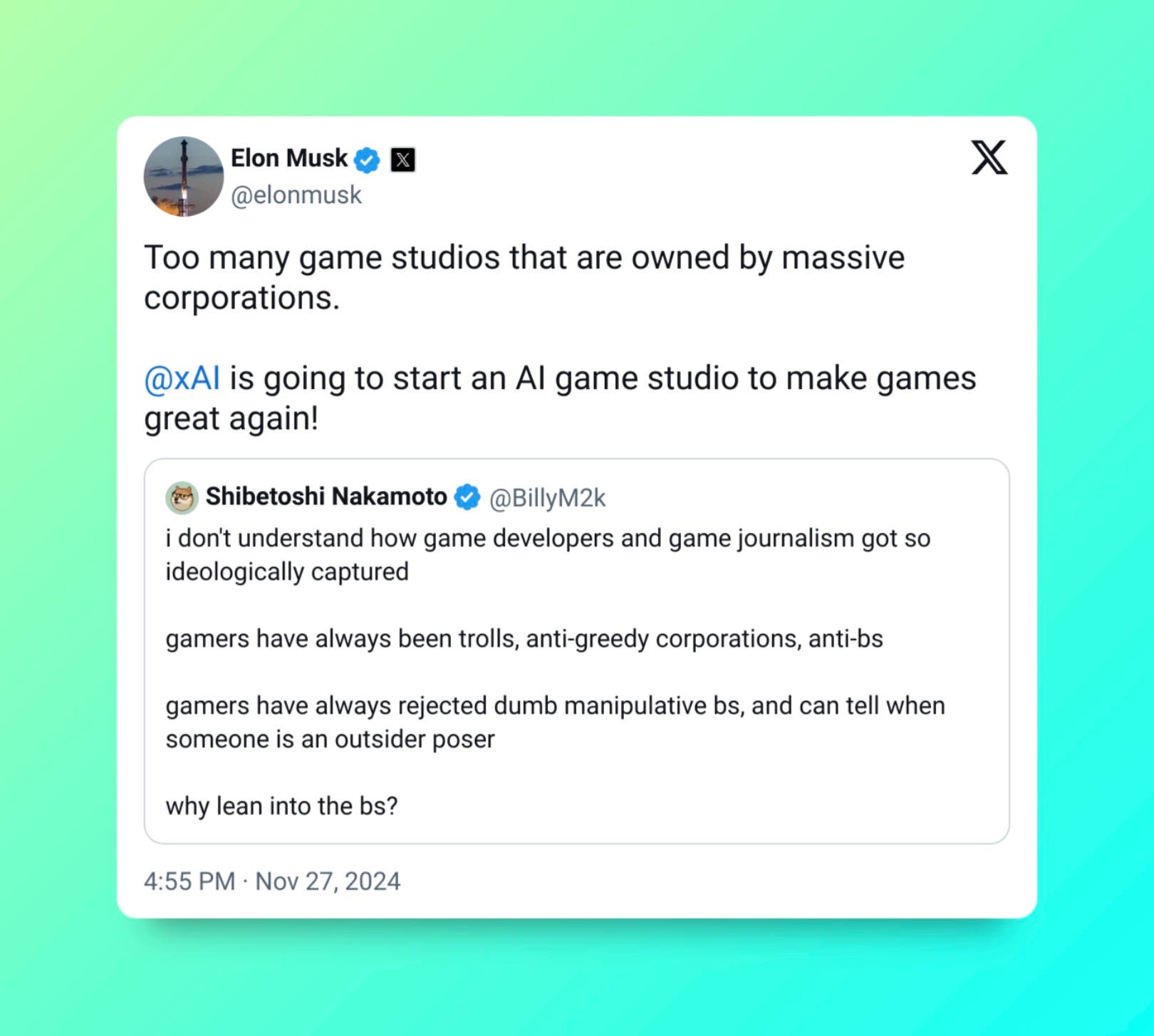Elon Musk quiere crear un estudio que haga juegos con IA para "hacer los videojuegos grandes de nuevo" 109