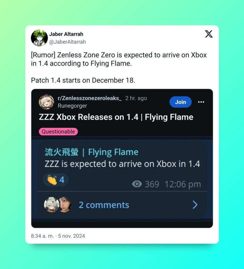 Zenless Zone Zero en Xbox es una realidad y la llegada de lo nuevo de Hoyoverse es inminente y coincidirá con la tan esperada actualización 1.4 102