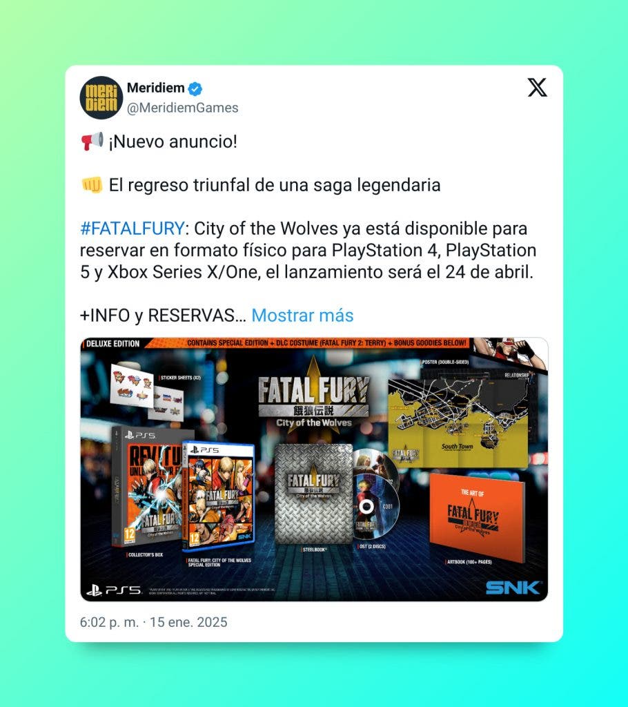 El regreso de la mítica franquicia de SNK de la mejor manera posible: Fatal Fury: City of the Wolves llegará en formato físico a Xbox 108