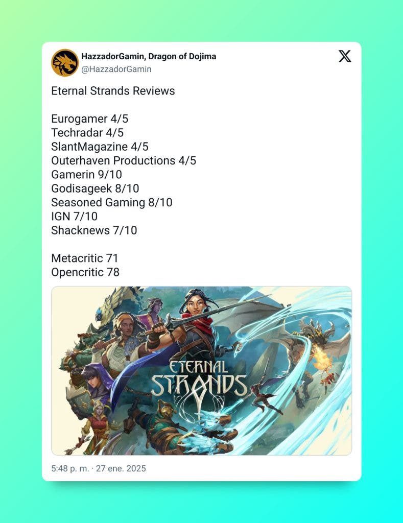 Así están siendo las primeras notas de Eternal Strands, el videojuego creado por veteranos de Ubisoft y Bioware que llega Día 1 a Xbox Game Pass